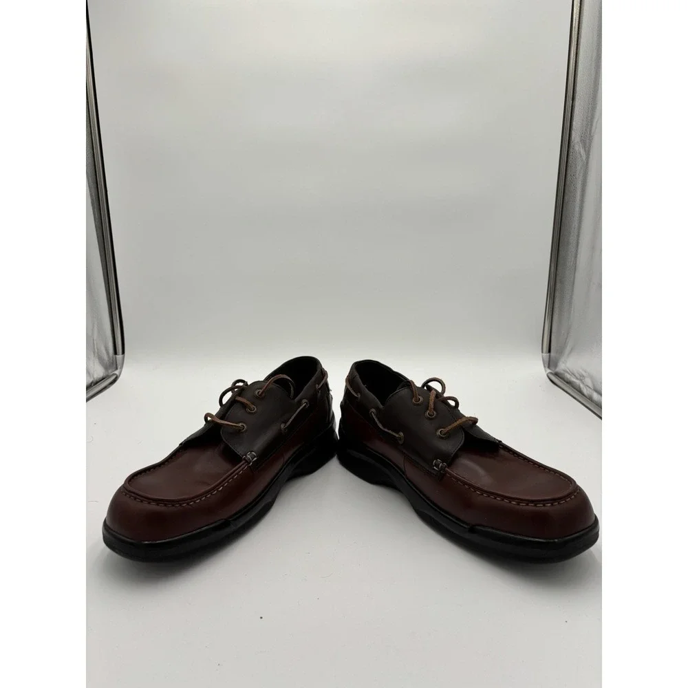 Apex Men's Boat Shoes Two Tone Brown Leather Comfort Lace Up Orthopedic 13M